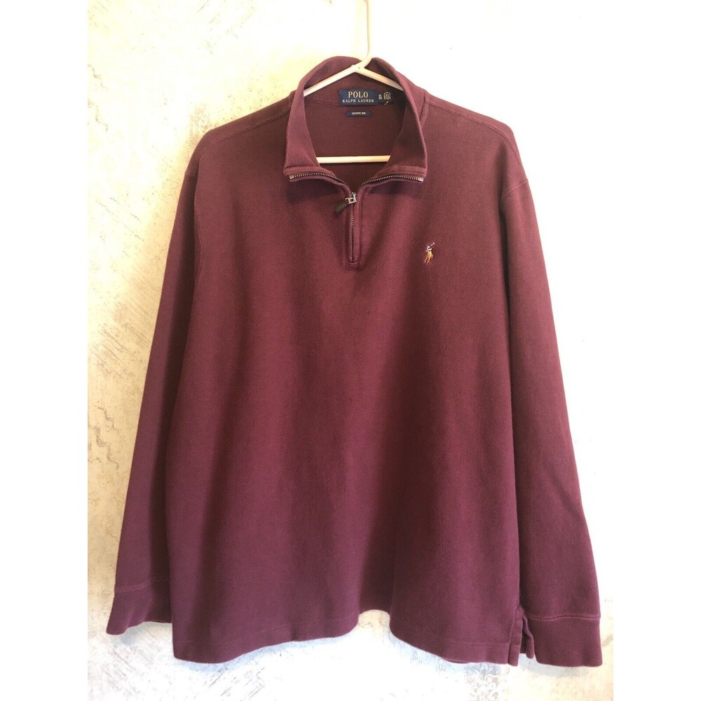 Polo Ralph Lauren Estate Rib Sweater Men XL  Cotton 1/4 Zip Pullover Pony